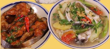 Rice with Sweet & Sour Fish Soup & Braised Fish (Cơm canh chua cá kho)